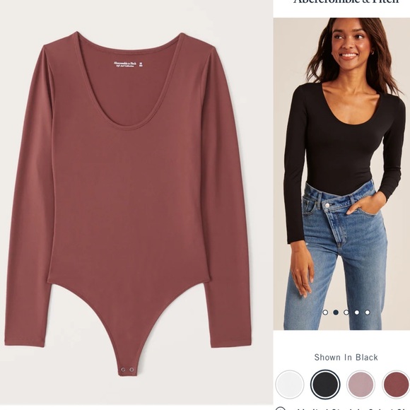 Abercrombie u0026 Fitch | Tops | Nwt Abercrombie Soft Seamless Fabric Scoopneck  Bodysuit Xs Brown Long Sleeve Af | Poshmark
